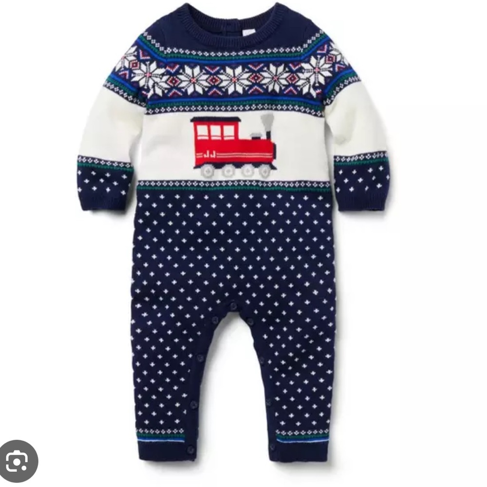 BABY TRAIN FAIR ISLE SWEATER ONE-PIECE